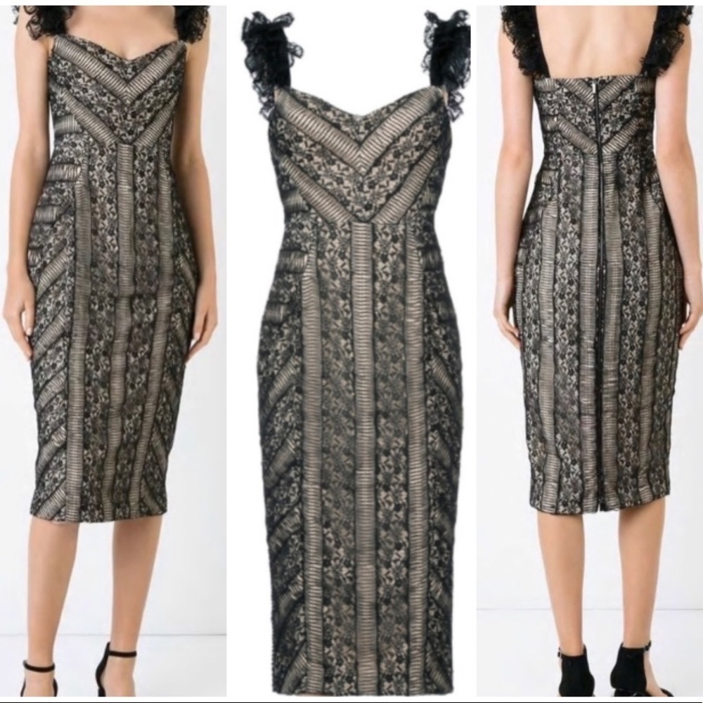 REBECCA Vallance Black Lou Lou Lace Ruffle Dress